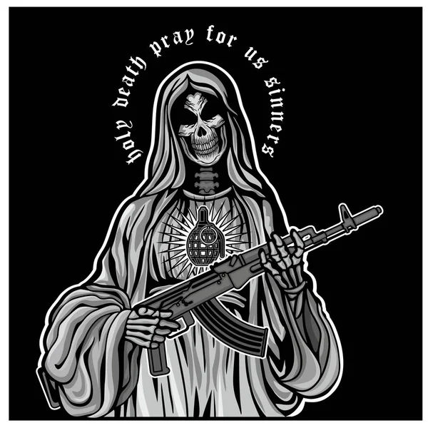 Saint Mort Squelette Grunge Shirts Vintage Design — Image vectorielle