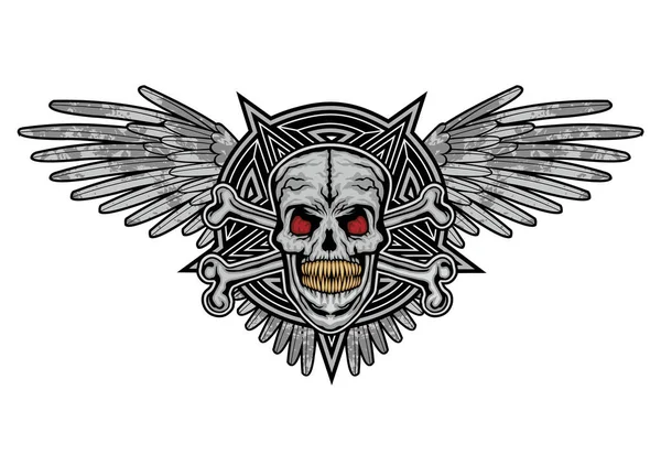 Aggressivt Emblem Med Skalle Grunge Vintage Design Tröjor — Stock vektor