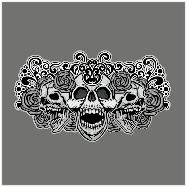 Kafatası Ile Gotik Tabela Grunge Vintage Tasarım Tişörtler — Stok Vektör