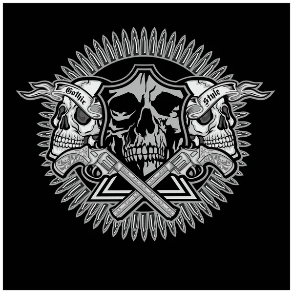 Gothic Schild Mit Totenkopf Grunge Vintage Design Shirts — Stockvektor