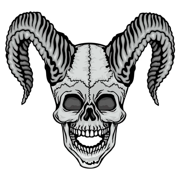 Signo Gótico Con Cráneo Con Cuernos Camisetas Diseño Vintage Grunge — Vector de stock