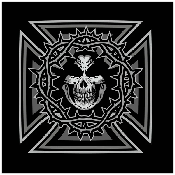 Γοτθική Πινακίδα Κρανίο Grunge Vintage Σχέδια Πουκάμισα — Διανυσματικό Αρχείο