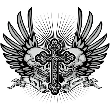 Kafatası ile gotik tabela, grunge vintage tasarım tişörtler