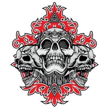 Kafatası ile gotik tabela, grunge vintage tasarım tişörtler