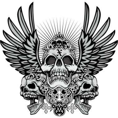 Kafatası ile gotik tabela, grunge vintage tasarım tişörtler