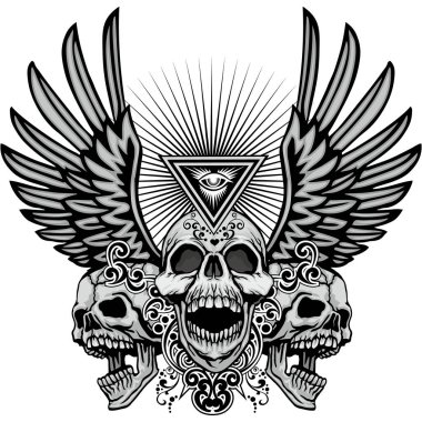 Kafatası ile gotik tabela, grunge vintage tasarım tişörtler