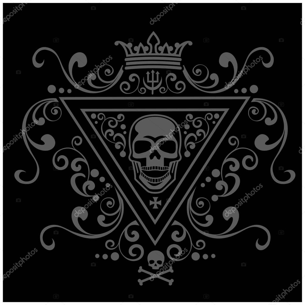 Gothic sign with skull, grunge vintage design t shirts