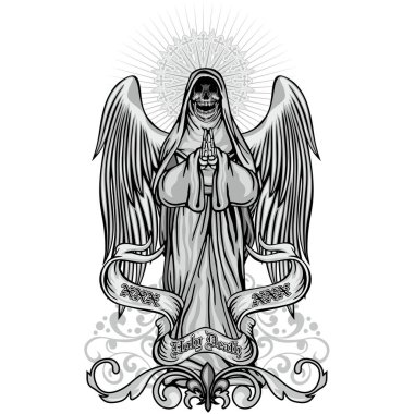 Kafatası ile gotik tabela, grunge vintage tasarım tişörtler