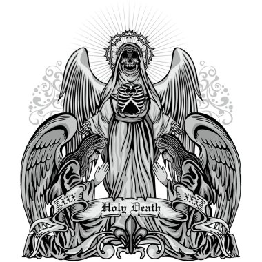 Kafatası ile gotik tabela, grunge vintage tasarım tişörtler