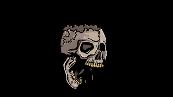Cráneo Halloween Gótico Animado Croma Key — Vídeos de Stock