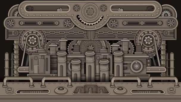 Cartone Animato Animazione Meccanica Texture Dieselpunk — Video Stock