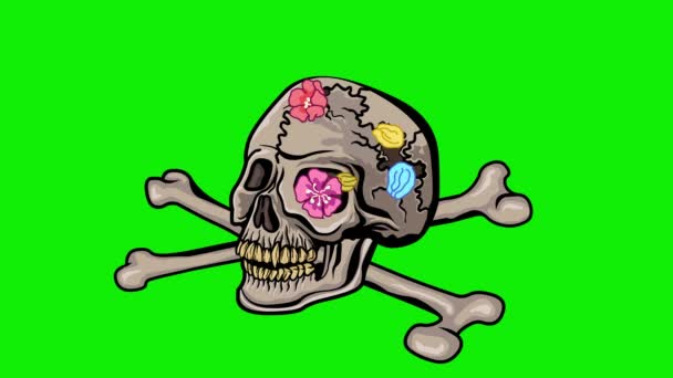 Gothic Sign Animated Skull Chroma Key — Stock Video