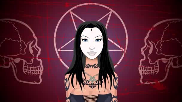 Ölü Makyajlı Siyah Metal Kız — Stok video