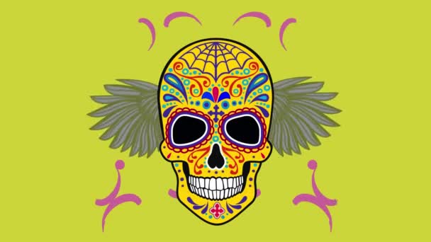 死亡日 神圣的死亡 动画墨西哥糖骷髅 — 图库视频影像