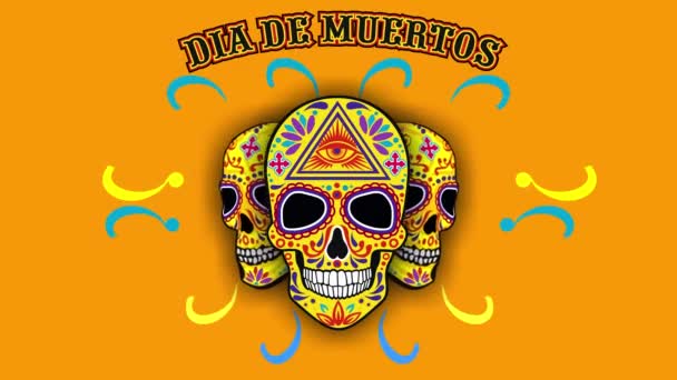 Totentag Heiliger Tod Cartoon Animierter Mexikanischer Zuckerschädel — Stockvideo