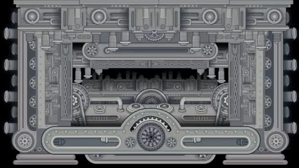 Kreslené Animace Mechanická Textura Dieselpunk — Stock video