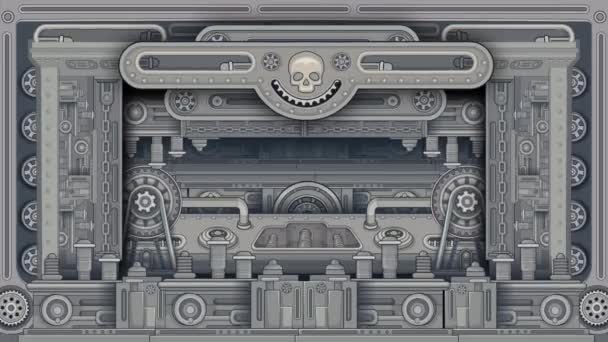 Calavera Dibujos Animados Animación Textura Mecánica Dieselpunk — Vídeos de Stock