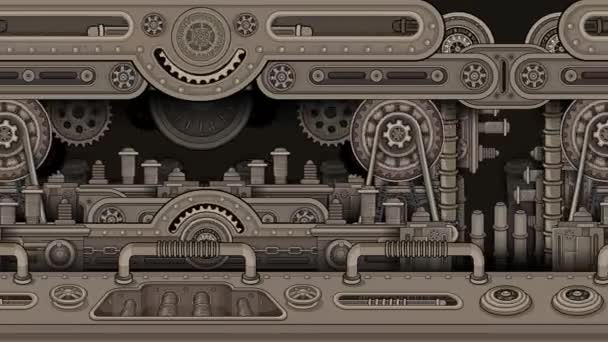 Dibujos Animados Animación Textura Mecánica Dieselpunk — Vídeo de stock