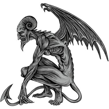 pentogram ve iblis ile okültik işaret, grunge vintage tasarım tişörtler