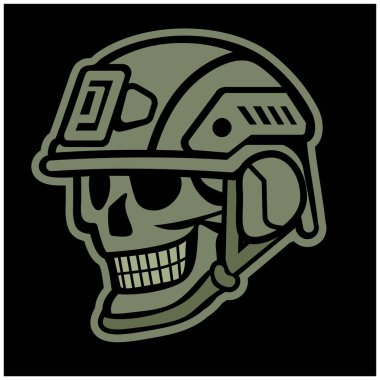 Kafatası, simge, klasik tasarım tişörtlü askeri tabela.