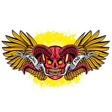 Kafatası ile gotik tabela, grunge vintage tasarım tişörtler