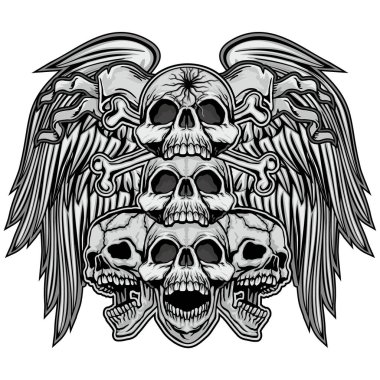 Kafatası ile gotik tabela, grunge vintage tasarım tişörtler