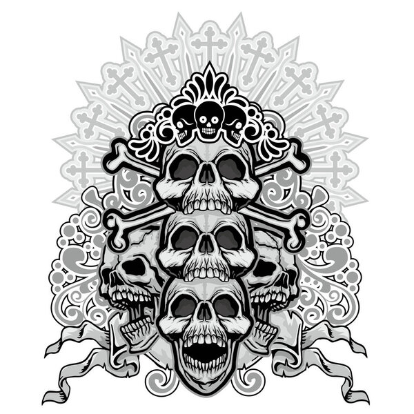 Gothic sign with skull, grunge vintage design t shirts