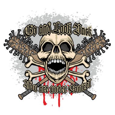 Kafatası ile gotik tabela, grunge vintage tasarım tişörtler