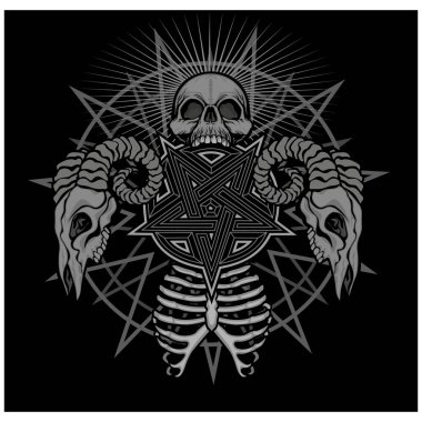 Kafatası ile gotik tabela, grunge vintage tasarım tişörtler