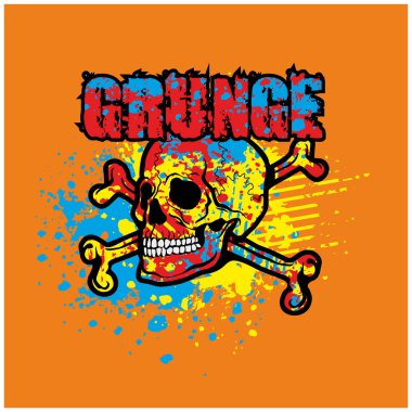 Kafatası ile gotik tabela, grunge vintage tasarım tişörtler