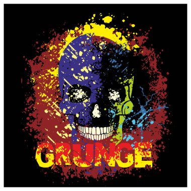 Kafatası ile gotik tabela, grunge vintage tasarım tişörtler