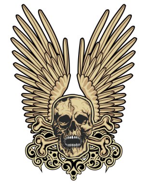 Kafatası ile gotik tabela, grunge vintage tasarım tişörtler