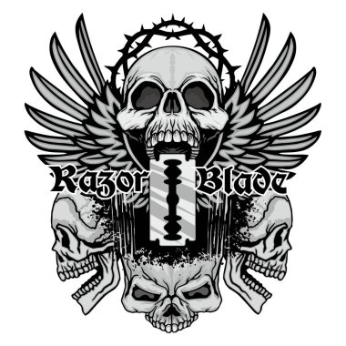 Kafatası ile gotik tabela, grunge vintage tasarım tişörtler