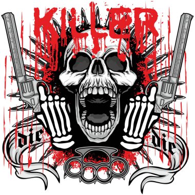 Kafatası ile gotik tabela, grunge vintage tasarım tişörtler