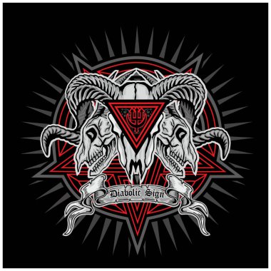 Kafatası ile gotik tabela, grunge vintage tasarım tişörtler