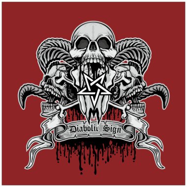 Kafatası ile gotik tabela, grunge vintage tasarım tişörtler