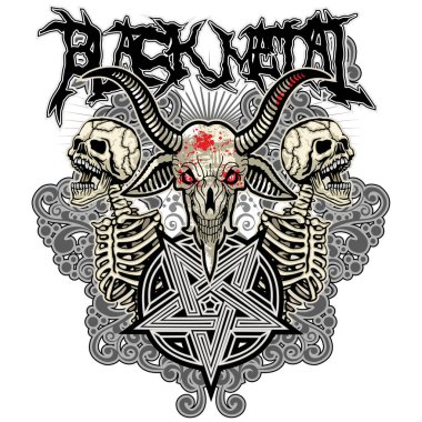 Gotik tabela, keçi kafatası, grunge vintage tasarım tişörtler.