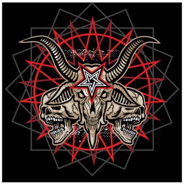 Gotik tabela, keçi kafatası, grunge vintage tasarım tişörtler.