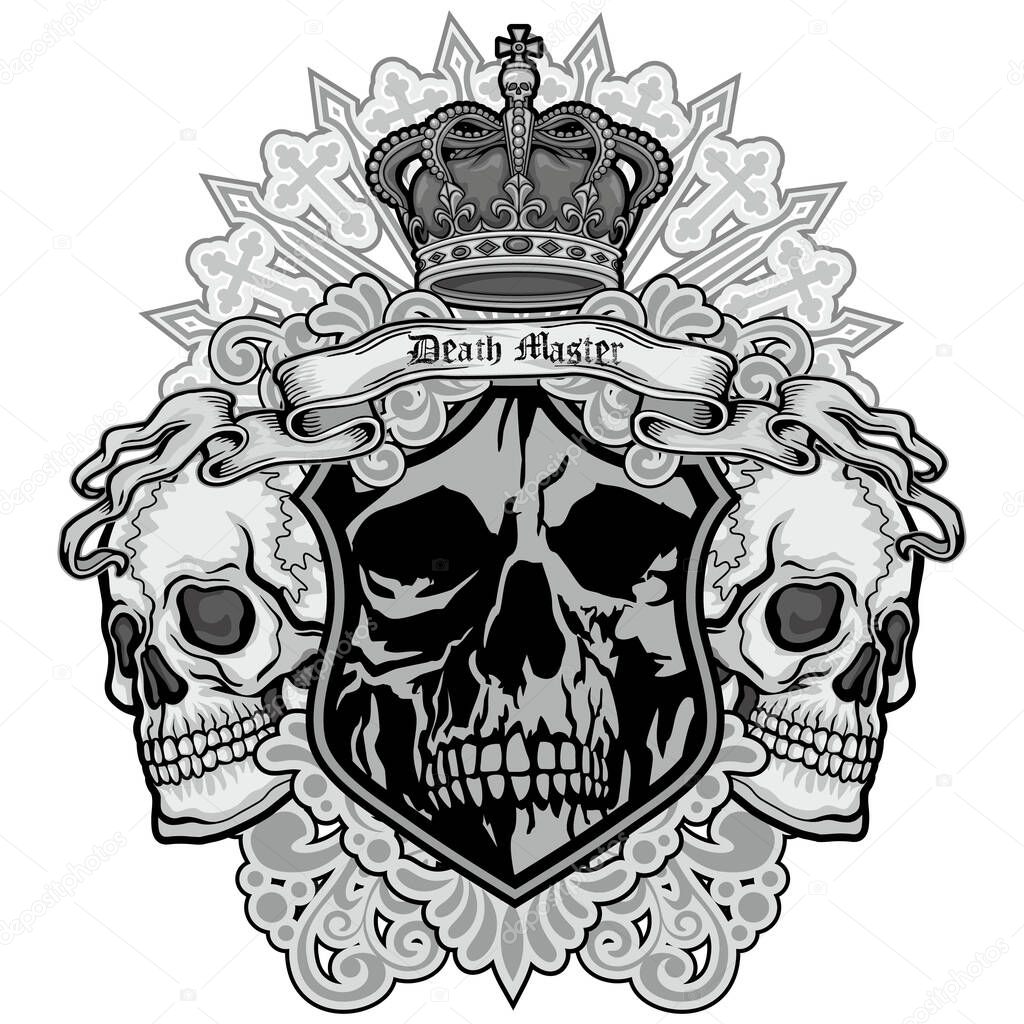 Gothic sign with skull, grunge vintage design t shirts