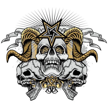 Kafatası ile gotik tabela, grunge vintage tasarım tişörtler