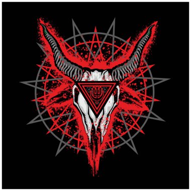 Gotik tabela, keçi kafatası, grunge vintage tasarım tişörtler.