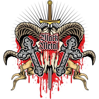 Kafatası ile gotik tabela, grunge vintage tasarım tişörtler