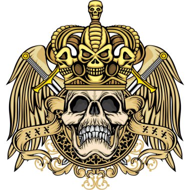 Kafatası ile gotik tabela, grunge vintage tasarım tişörtler