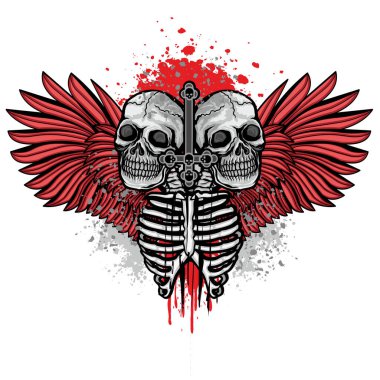 Kafatası ile gotik tabela, grunge vintage tasarım tişörtler