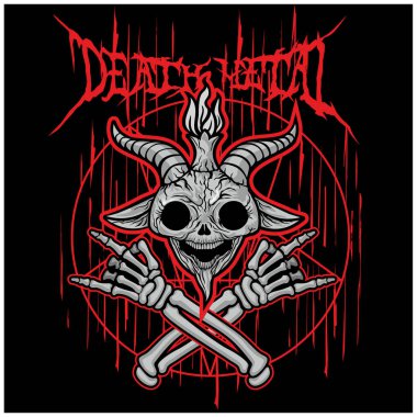 Baphomet 'in keçi kafatası, grunge vintage tasarım tişörtler. 