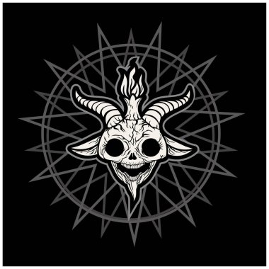 Baphomet 'in keçi kafatası, grunge vintage tasarım tişörtler. 