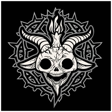 Baphomet 'in keçi kafatası, grunge vintage tasarım tişörtler. 