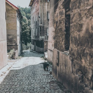 Eski dağ kasabasında bir sokak