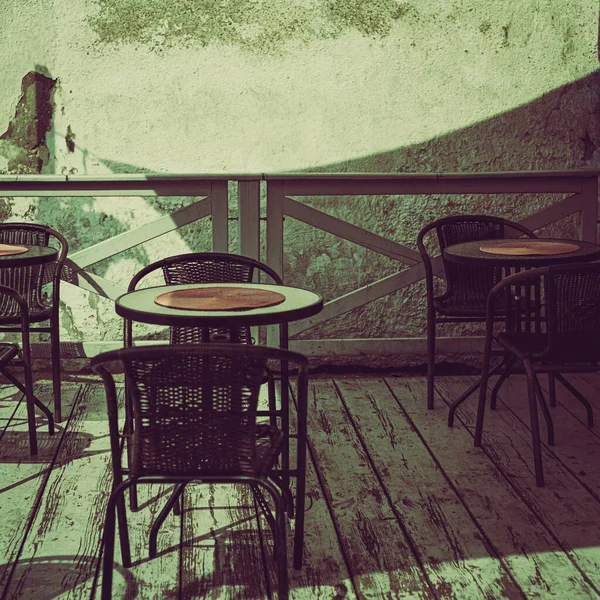 Stoły Tarasowe Krzesła Małej Kawiarni — Zdjęcie stockowe
