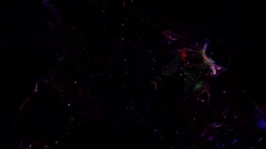 Soyut hareket arkaplanı renkli parçacıklar parlıyor. Kusursuz 4K döngü videosu.